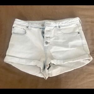 High wasted light denim shorts